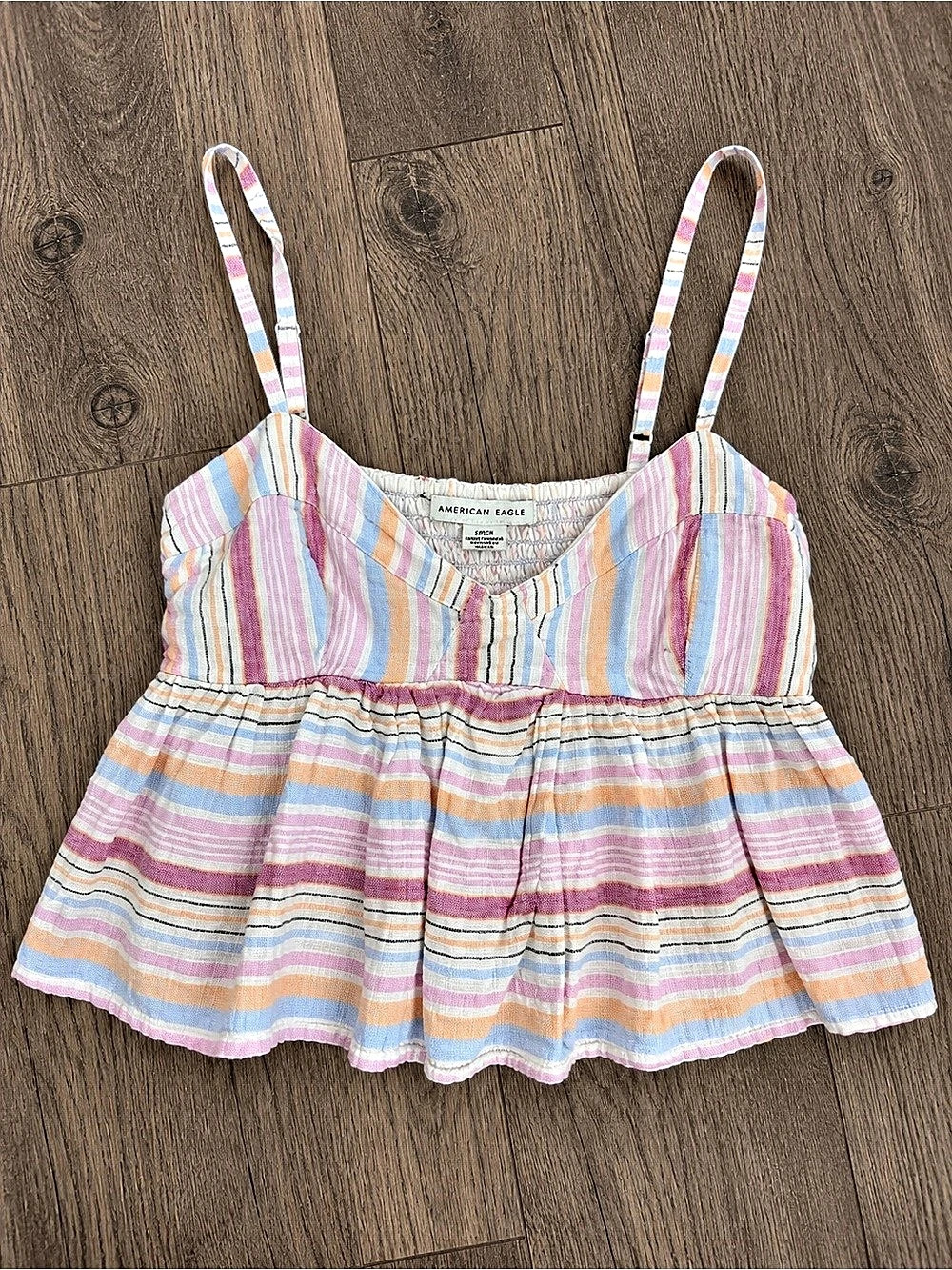 American Eagle Striped Camisole in Pink & Blue Size Medium Like New